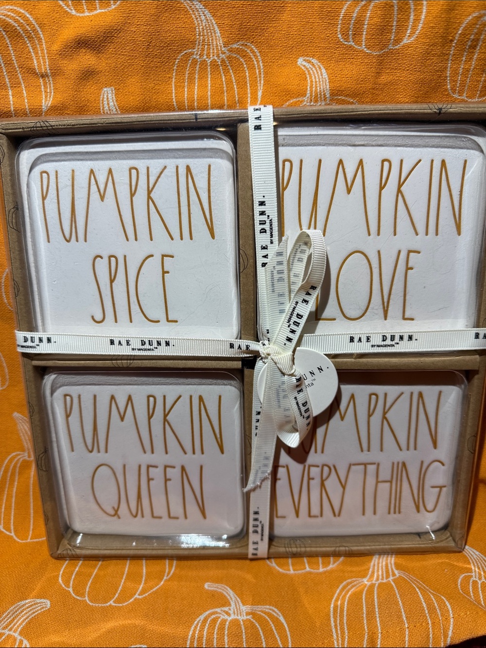 Rae Dunn Fall coaster set pumpkin spice love queen everything